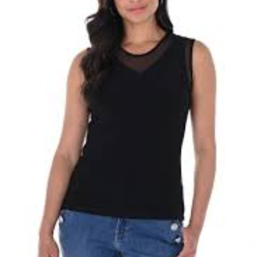 246031 Black or Off White Tank with Sheer by Frank LYMAN